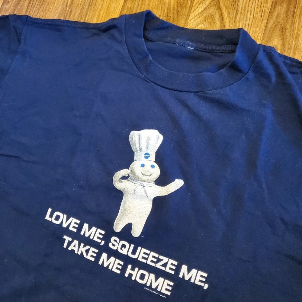 Vintage Pillsbury Doughboy Shirt Adult‎ 2XL Blue Love Me Squeeze Me Y2K 2006
